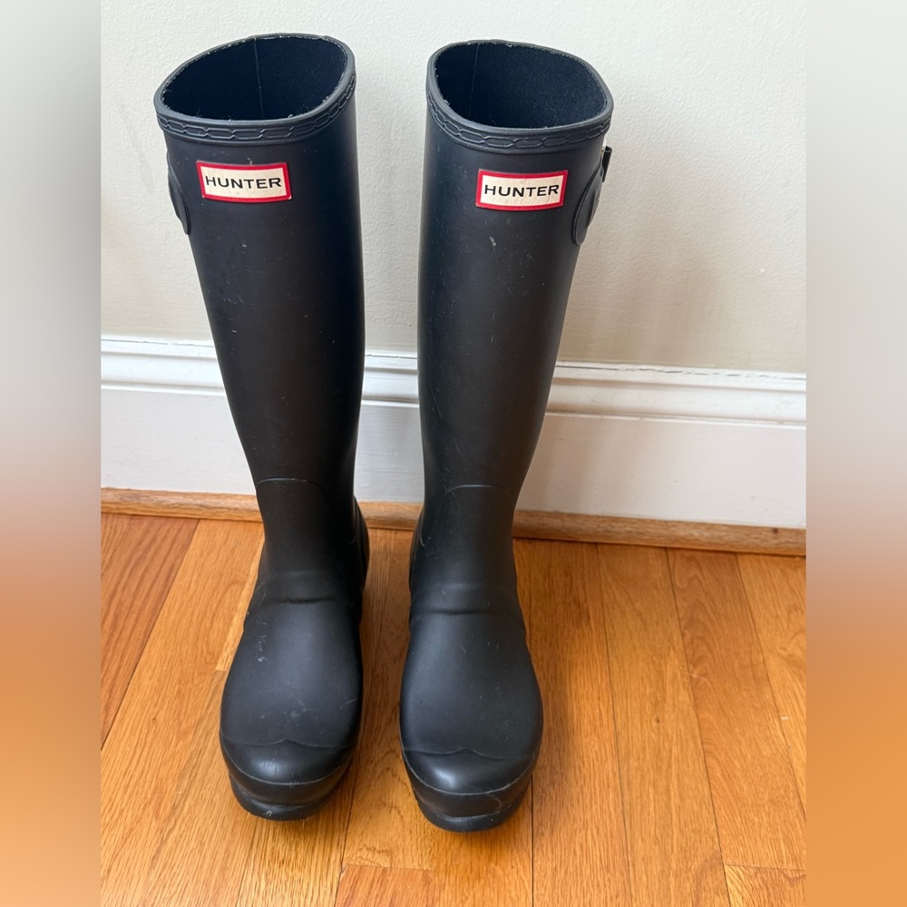 Hunter Tall Matte Black Classic Rain Boots size 7